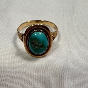 Antique Turquoise and Gold Oval Ring